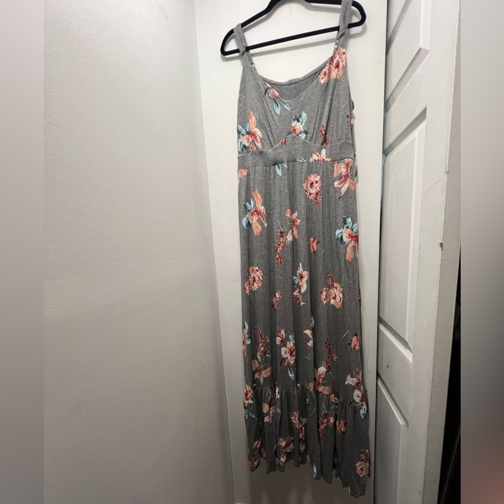 Torrid Gray Floral Long Sleeve Dress - Picture 3 of 7